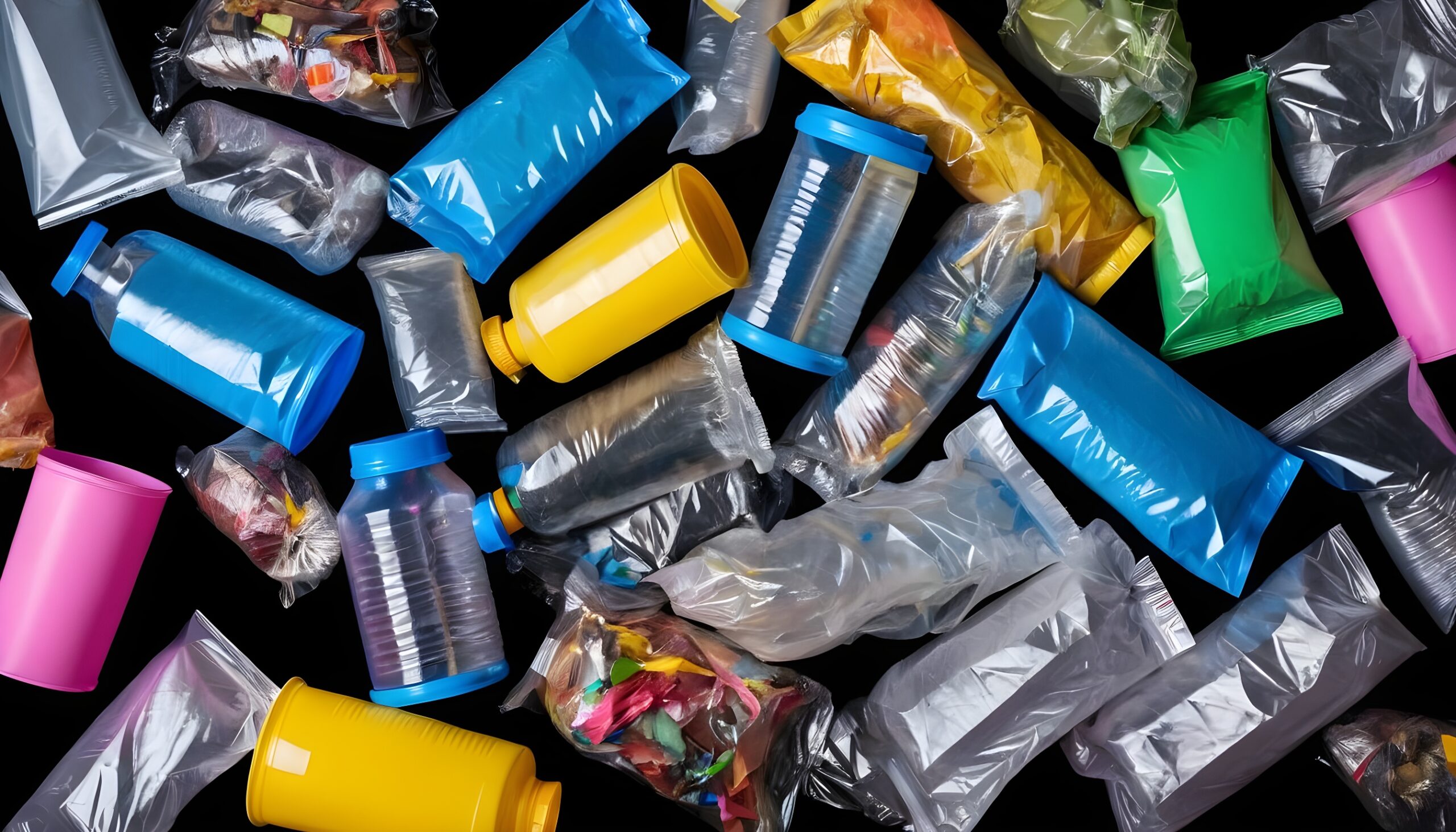 a-lot-of-colourfull-comercial-plastic-waste-from-empty-packaging-with-black-background a-lot-of-colourfull-comercial-plastic-waste-from-empty-packaging-with-black-background
